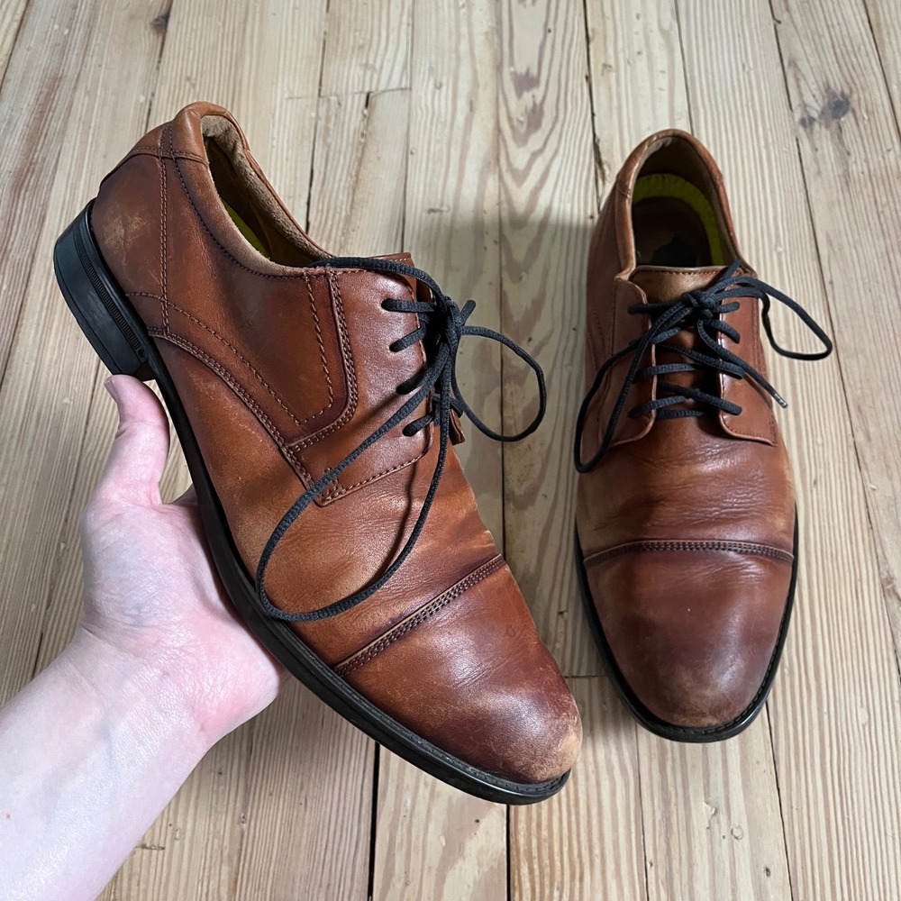 Florsheim Cap Toe Oxford Leather Dress Shoes Mens 10.5 D Brown Lace Up 12138-221
